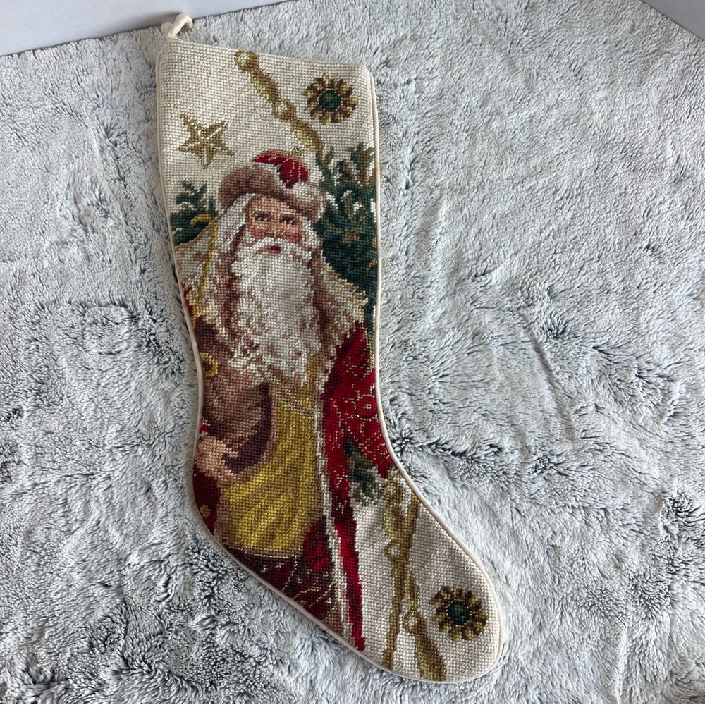 Vintage Santa Needlepoint Stocking